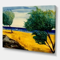חוף כחול ליד קו החוף בציור בד אמנות