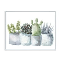 עיצוב אמנות 'עסיסי וקקטוס בית צמחים אני' חווה ממוסגר בד קיר אמנות הדפסה