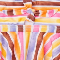 בנות וונדר אומה מפוספסת טנקיני בגד ים עם UPF 50+, גדלים 4- & Plus