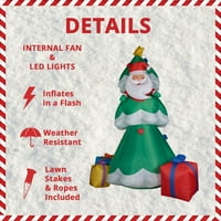 פרייזר היל חוות חצר מתנפחיםגבוה עץ חג המולד עם סנטה ומתנות לפוצץ עם אורות ואחסון תיק 242