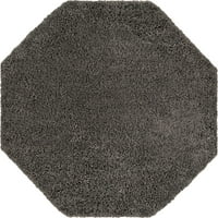6 '6' פחם אפור אפור אוקטגון מוצק שטיח שטיח זריקת שטיח