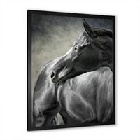 עיצוב אמנות 'תקריב של סוס שחור' בית חווה ממוסגר הדפס אמנות