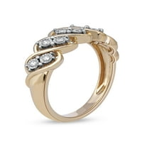 אימפריאל 10K זהב צהוב 1 10CT TDW Diamond S -Link להקת יום נישואין לנשים