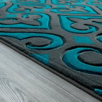 ארצות אורגים דרכמה בנאצ 'י מודרני גיאומטרי מבטא שטיח, טורקיז, 2'7 4'2