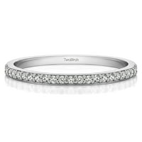 סט כלות טבעת: טבעת אירוסין עם יהלומים ומרכז מויסניט בזהב לבן 10K
