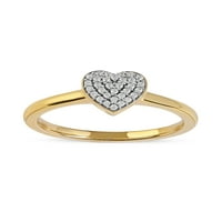 Imperial 10K זהב צהוב 1 10CT TDW טבעת אשכול לב יהלום לנשים