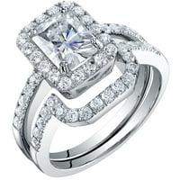 CT Moissanite Halo טבעת טבעת חתונה להקת כלות בכסף סטרלינג
