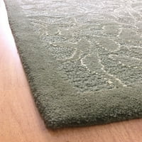 סגנון פרחוני בעבודת יד 5 '8' רגל שטיח אזור צמר מלבני - גיבוי מאוחר כותנה - שטיח מקורה, ירוק