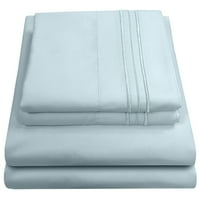 מאדאם מארי מארי מיקרופייבר עכשווי חדר שינה סדין מיטה בצבע אחיד סט מלא - כחול בהיר