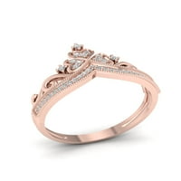 1 8ct TDW Diamond 10k טבעת אופנה של כתר זהב ורד