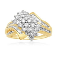 קראט T.W. יהלום 10KT טבעת אשכול אופנה צהובה