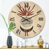עיצוב 'צורות שמש וירח בצורות טראקוטה רטרו נ' שעון קיר עץ מודרני