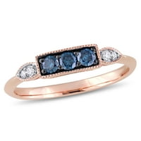 מיבלה קראט קראט כחול לבן יהלום 10kt טבעת אירוסין זהב ורד