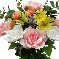 עמוד התווכות 20.5 זר פרחים מלאכותי, ורד ואדמונית, צבע ורוד
