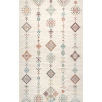 מכונה של Nuloom Kiya שטיח שטיח גיאומטרי שבטי מרוקאי, 5 '8', אפור בהיר