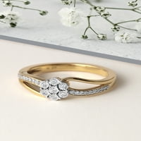 מכסף סטרלינג מצופה זהב צהוב אימפריאלי 1 10CT TW טבעת פרץ יהלום טבעת אופנה