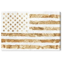 וינווד סטודיו אמריקנה ופטריוטי קיר אמנות בד הדפסי 'רוקי חופש פשתן' דגלי ארה ' ב-זהב, לבן