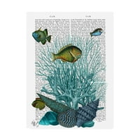 אמנות סימן מסחרי 'דגים, פגזים כחולים ואמנות קנבס' על ידי Fab Funky