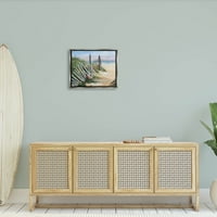 גדר חוף חוף סנדי שביל ציור חוף ברק אפור אפור ממוסגר אמנות קיר אמנות קיר