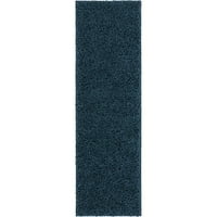 נול ייחודי יומיומי שטיח רץ רץ, כחול נייבי, 2 '2 6' 7