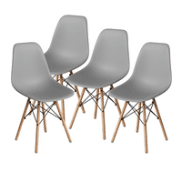 כיסא אוכל סגנון מודרני של Vineeego סגנון מודרני אמצע המאה, כיסא DSW מודרני, כיסא פלסטיק מזדמן, אפור
