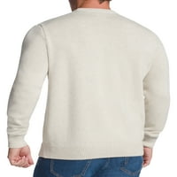 סוודר צווארון עגול מוצק מכותנה בגזרה קלאסית לגברים