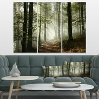 עיצוב 'אור ביער סתיו צפוף עם ערפל' קנבס הדפס אמנות נוף