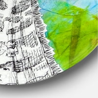 עיצוב 'ג'ירפה מונוכרום, ציור על קשת בהירה' מעגל אמנות לילדים מעגל קיר מתכת - דיסק של 36