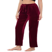 מציאות ייחודיות מכנסות פיג'מה של נשים מכנסיים מגבשת קטיפה מכנסי טרקלין רגל רחבים