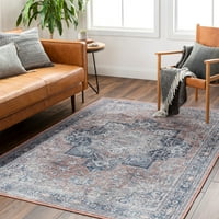 קארה חלודה כחולה 9'3 12 'שטיח מלבן רחיץ מכונה מסורתי