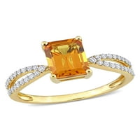 1- CARAT T.G.W. מדירה סיטרין וקראט T.W. יהלום 14KT טבעת אירוסין מפוצלת זהב צהוב