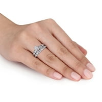 Miabella's Carat T.W. סט טבעת כלה מקביל בגזרת באגט וחתוך עגול סטרלינג סטרלינג סט טבעת כלה