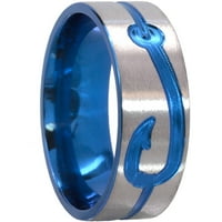 טבעת טיטניום שטוחה עם חכה טחונה אנודייז בכחול