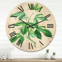 עיצוב 'צמחים עלים ירוקים עתיקים v' שעון קיר עץ מסורתי