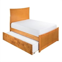 מיטת פלטפורמת עץ מלא במטרו בגודל מלא עם קצה תואם ועגב תאום בקרמל לאטה