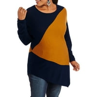 עליון סוודר שרוול ארוך פלוס-גודל של נשים