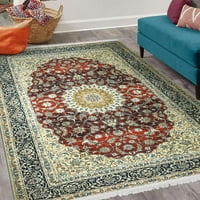 מכונת עות'ומנסון כותנה רחיצה שטיח שטיח שטח סלון לסלון, 5 '7', מדליון אדום