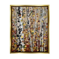 תעשיות סטופל סתיו עצי ליבנה עלים מופשטים עלים נוף ציור צף זהב ממוסגר אמנות אמנות קיר אמנות