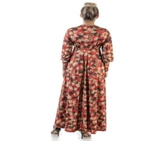 לבוש נוחות נשים הדפס דולמן לשרוול ארוך שמלת מקסי זורמת