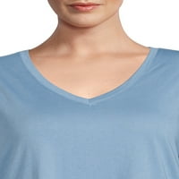 חולצת טריקו של Terra & Sky's Plus בגודל V-Neck עם שרוולים קצרים