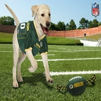 Pets First NFL Green Bay Packers צעצוע חזק, עמיד, לעיסה של כדורגל כלבים לחיות מחמד עם חבלים פנימיים וחבלים