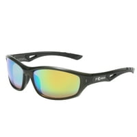 Piranha Spark FLX-T משקפי שמש ספורט לגברים עם מסגרת שחורה ועדשות מראה ירוקות