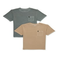 חולצת טריקו לכיס שרוול קצר של פלאים בנים, 2 חבילה, גדלים 4 & האסקי