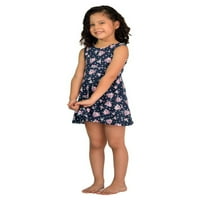 שמלה תואמת ילדה ובובה כחולה מתאימה לילדה ובובות אמריקאיות - גודל 4