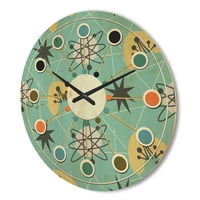 עיצוב 'צורות דפוס רטרו, שעון קיר עץ מודרני של אמצע המאה