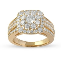 2CT TDW Diamond 14K טבעת אירוסין זהב צהוב