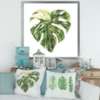 עיצוב 'עלים ירוקים טרופיים על לבן בקיץ טיימס III' הדפס אמנות ממוסגר טרופי