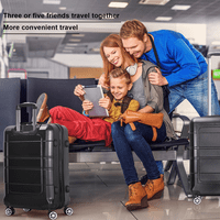 מטען מטייל, סט מזוודות של Hardside, 20 +24 +28 עם מנעול TSA, שחור