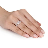Miabella's 1- CT יצר ספיר CT Diamond 10kt סט טבעת נישואין זהב רוז 2 חלקים