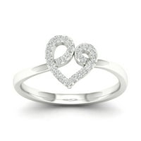 1 10CT TDW יהלום 10K זהב לבן טבעת אופנה לב פתוח